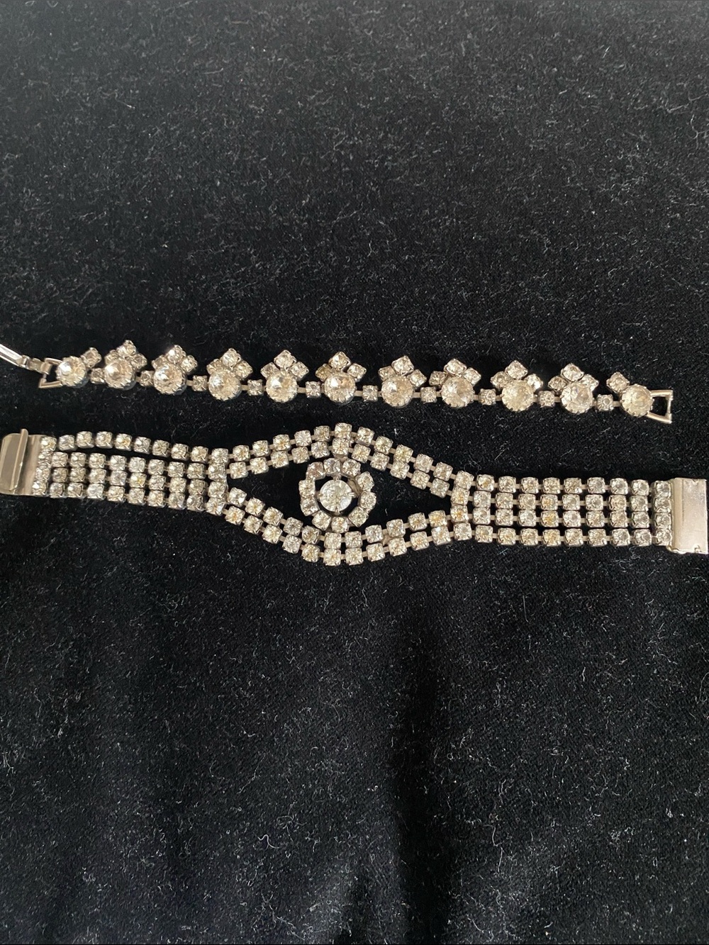 Elegant Silver-Tone Rhinestone Bracelet Set